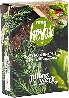 Pflanzwerk® Pflanzkübel Kräuter Samen Set – 12 Sorten Crazy Küchenkräuter – Premium SAATGUT …