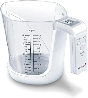 Korona 75877 Messbecherwaage MIA | Tragkraft 3kg, Einteilung 1 g | Inkl. Messbecher 1,0 L | Gut a…