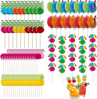Cocktail Schirmchen Deko Zubehör: 115 Stück Wiederverwendbar Cocktailschirmchen, Feuerwerk Stic…
