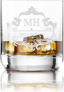 Personalisiertes Whiskyglas mit Namen & Motiv graviert – 300ml, Spülmaschinenfest, 90 x 80mm, …