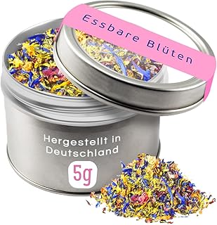 Essbare Blüten, 5g Bunter Blütenmix in der Dose zum Dekorieren und Verfeinern. Mit Rosenblüten…
