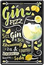 Retro Blechschild – Gin Fizz Cocktail Rezept – witziger Spruch als Geschenk-Idee zum Geburtstag W…