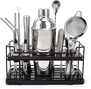 20-teiliges Cocktail Shaker Set mit Stand, 750ml Shaker Edelstahl Cocktail Set für die Hausbar, …