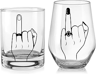 Winter Shore Geschenk zur Verlobung Whiskey- & Weinglas Hochzeit Set [2er-Pack] – 450 ml & 550 ml…
