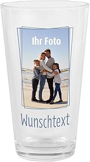 Herz & Heim® Trinkglas mit Foto und Wunschtext – dein Lieblingsbild in Szene gesetzt Hochkant