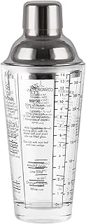 Cocktail Shaker, 400 ML Edelstahl Glas Cocktail Shaker Martini Shaker Schüttelbecher + Mixer mit…