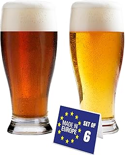 Premium Pint Biergläser 6er Set, 570ml 100% BLEIFREI Weizenbiergläser, Weizengläser, Trinkläs…