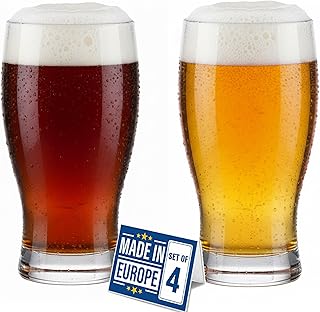 Premium Pint Biergläser 4er Set, 580ml 100% BLEIFREI Weizenbiergläser, Weizengläser, Trinkläs…
