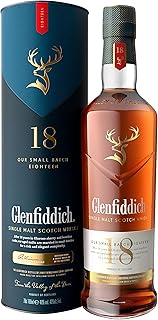 Glenfiddich 18 Jahre Single Malt Scotch Whisky mit Geschenkverpackung, 70cl – in Ex-Bourbon- & Ol…