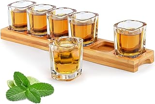 Schnapsgläser-Set 6cl Halter und Schnapsglasbecher 60ml Set mit 6 Getränke-Servierbrett-Organiz…