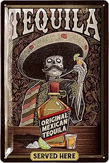 Blechschilder retro Bar Deko – Bar Schild TEQUILA SERVED HERE – Metallschilder vintage als Alkoho…