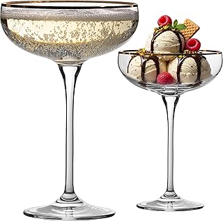IMPERIAL Sektschalen mit Goldrand 270ml Champagnergläser Set 2-Teilig Sektgläser aus Crystallin…