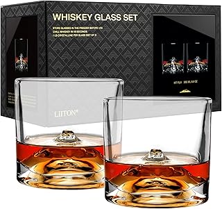 LIITON Exklusiv Whisky Gläser Set Fuji 2-teilig aus Kristallglas, Tumblergläser, Geschenke für…