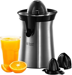 Russell Hobbs 22760-56 Orangenpresse und Zitruspresse elektrisch, 2 Presskegel, Edelstahl (Tropf …