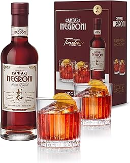 Campari Negroni Geschenkset – 1x 0,5 l Campari Negroni im Set mit 2 Gläsern – italienischer,…