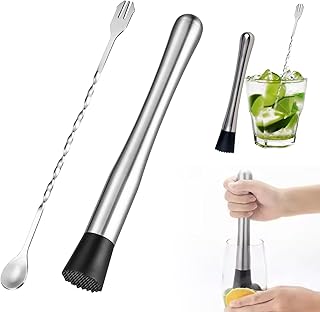 2 Stück Cocktail Stößel Stampfer, Barlöffel, Caipirinha-Stössel, Cocktail-Zubehör, Barlöff…