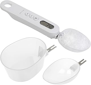 Rosenstein & Söhne Löffelwaage: Digitale Löffel-Waage, LCD-Display, bis 500 g, 3 Aufsätze, 25…