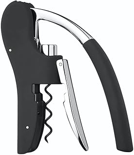 BarCraft Deluxe Korkenzieher, Weinflaschenöffner mit integriertem Folienschneider, Schwarz & Chrom