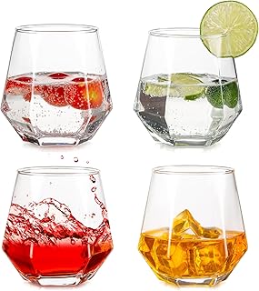 Trinkgläser 4er Set – Stiellose Weingläser Au Wodka Gläser Old Fashioned Whiskey Gläser Krake…