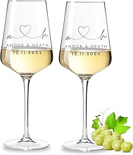 VILLA ROSA LOTTA – Leonardo Weinglas 2er Set mit Gravur – Hochzeitsgeschenke für Brautpaar, Pers…
