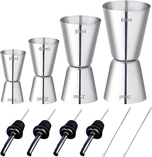 RUIJIE 4 Stück Cocktail Messbecher Edelstahl Barmaß 2cl/3cl/4cl/5cl/6cl Klein Jigger mit Innens…
