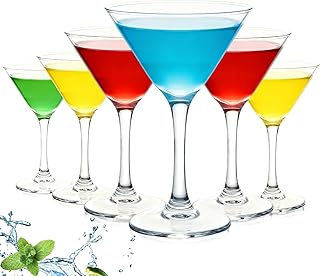 Set von 6 Martini-Gläsern 160ML Cocktail-Gläser mit Griff Eleganter Handgeblasener Bleifreier K…