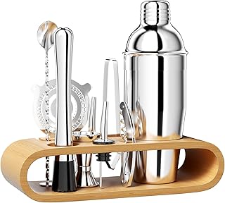 Newpop 750 ML cocktail set, 10 stück edelstahl shaker mixer mit Holzständer, professionelle bar…