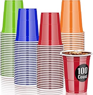 AOLUXLM 100 Plastikbecher Set Mehrweg Becher, Wiederverwendbare Partybecher 473ML / 16 OZ Becher …