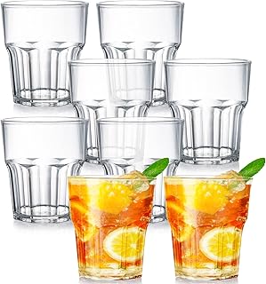 Tebery 8 Stück 250ml Wassergläser aus Kunststoff, Whiskeygläser Cocktailbecher, Acrylglas Trin…