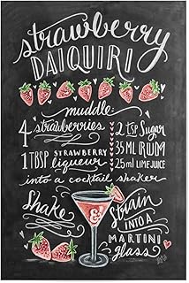 artboxONE Poster 30×20 cm Cocktails Typografie Strawberry Daiquiri – Bild Cocktail Daiquiri Erdbeere
