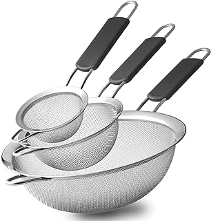 Feines Sieb Küchensieb, 3 Stück 8 16 18 cm Edelstahl Mehlsieb Seiher mit Rutschfesten Verdickte…