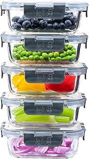 Igluu Meal Prep Glas-Frischhaltedosen mit BPA-freiem Deckel (5er-Pack) – mikrowellen-, ofen-, g…