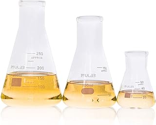 ULAB Scientific Erlenmeyer Flaschen Set aus Glas mit schmaler Öffnung, 3 Größen, 50 ml, 150 ml…
