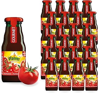 Pfanner Gourmet 100% Tomatensaft – 24 x 0,2L Einwegglas – Hochwertiger Tomaten Saft aus Konze…