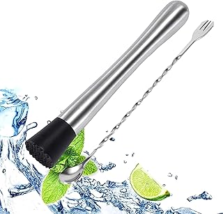 Cocktail-Stößel,10 Zoll Edelstahl Muddler für Cocktails Eiszerkleinerer Zitronen Stampfer Cock…