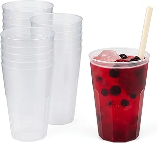 30x Cocktail Becher 0,3 L transparent aus PP 6-eckig Made In Germany Hartplastik Trinkbecher bruc…