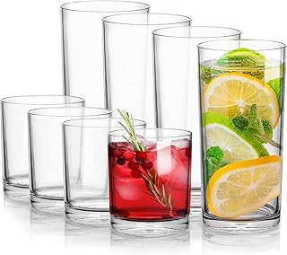 Zulay Unzerbrechliche Kunststoff Trinkgläser, 8-teiliges Camping Gläser Set aus Acryl, 475ml Tr…