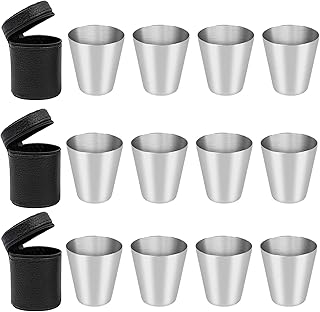 CYH191 12 Stück Edelstahl Schnaps-Becher Set – 30ml Shot-Gläser aus Metall – Flachmann Becher m…