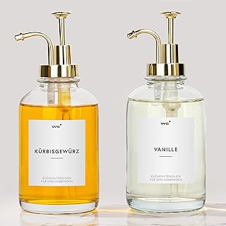 Winter Shore Sirup Pumpspender Glas mit Etiketten (2er-Pack) – Einfacher Sirup Spender Glas – Kaf…