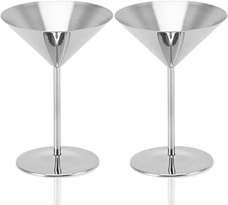 Unzerbrechliche Cocktailgläser 220 ml, 2 Stück, Edelstahl-Martiniglas, Martinigläser-Set, Mart…