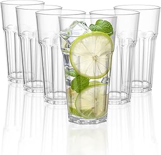 Tebery 6 Stück 350ml Acryl Kunststoff Tumbler Tassen, 12oz Trinkgläser Wassergläser, wiederver…