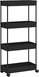 Servierwagen 4 Ebenen, Rollwagen schmal, Küchenwagen mit Rollen, Nischenwagen mit ausgehöhlten …