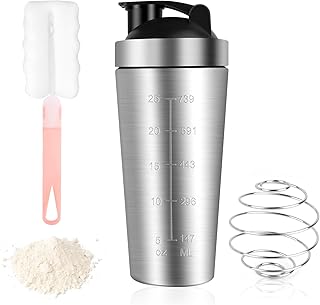 Edelstahl Protein Shaker, 750ml Shaker Eiweiß Sport Fitness, Shaker Edelstahl BPA Free/Leak Proo…