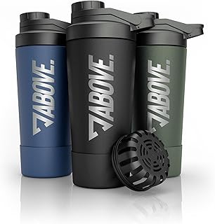 ABOVE. Protein Shaker Edelstahl 750ml – BPA-frei & isolierend: hält Shakes 12H eiskalt – int…