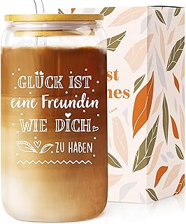 Geschenke für Freundin, Cocktailgläser mit Deckel und Strohhalm, bleifreie Trinkgläser, Iced K…