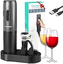 HAUSHOF Elektrischer Weinflaschenöffner mit Ständer, 4-in-1 Weinöffner Set, Elektrischer Korke…