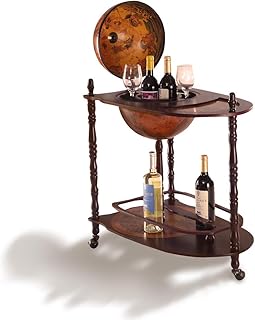 DREAMADE Globusbar auf Rollen, Hausbar Holz, Minibar Mobil, Weinregal Globus mit Großem Stauraum…