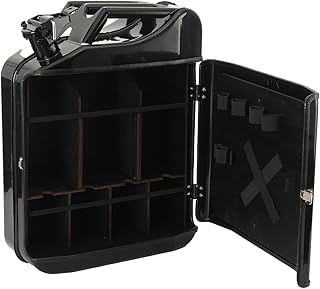 20L Kanister Mini Bar mit 4 Herausnehmbaren Fächern, Jerrycan Schwarzer Metall Mobile Bar Miniba…