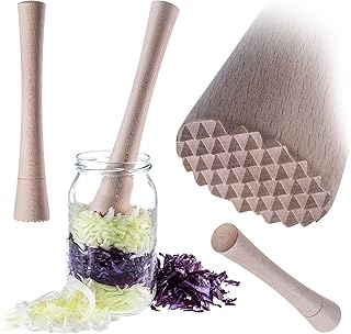 KADAX Krautstampfer aus Holz, 24 x 4 cm, Stampfer für Fermentieren von Sauerkraut und Kimchi, Ho…