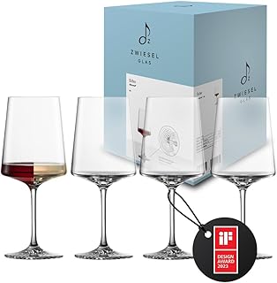Zwiesel Glas Allround Weinglas Echo (4-er Set), moderne Weingläser mit besonderer Bodenplatte, s…